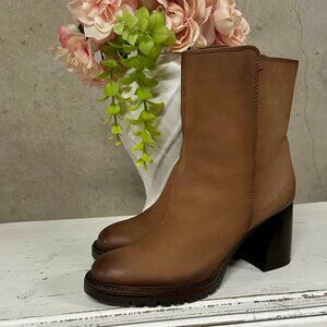 NWOT Brushed Leather Stacked Heel Boots - SZ 8
